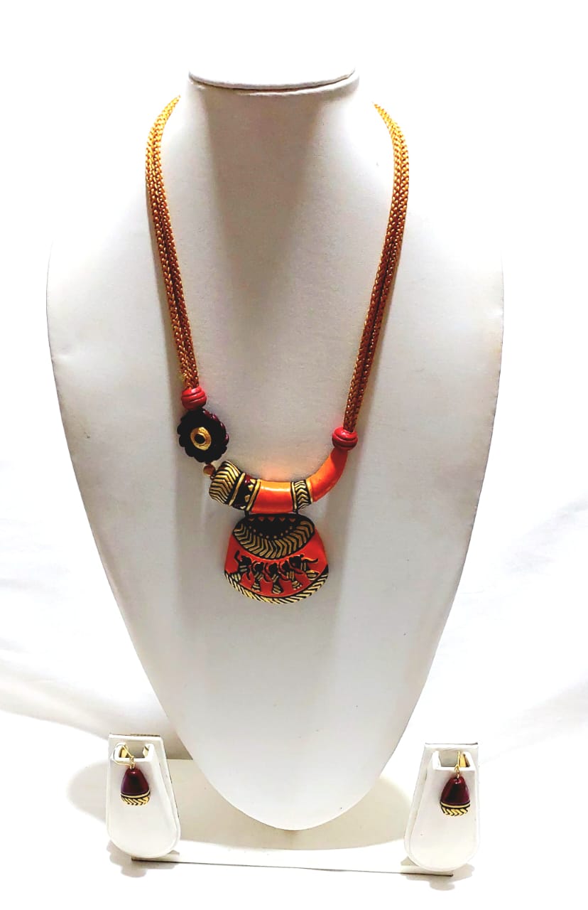 Terracotta Tribal Design Necklace Sets