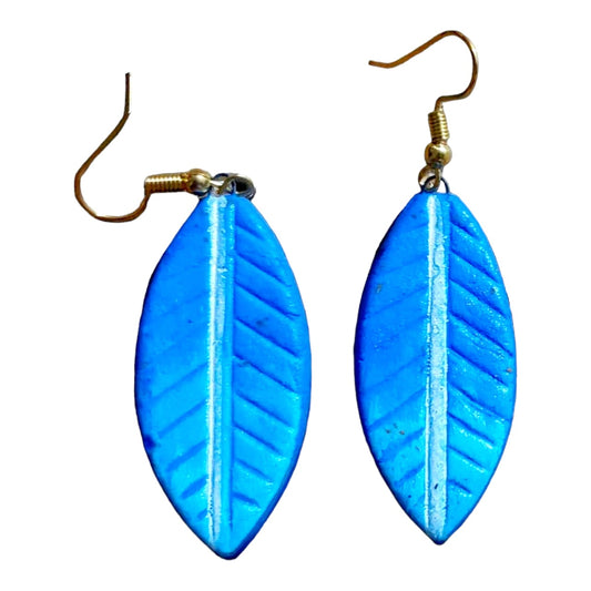 Purely Handmade Terracotta Dangler Earrings (Leaf Design)