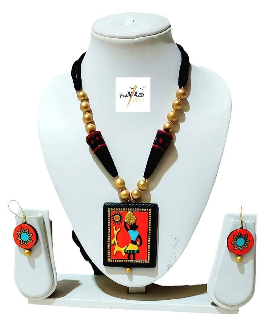 Terracotta Tribal Design Necklace Sets