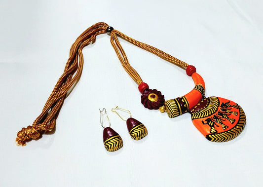 Terracotta Tribal Design Necklace Sets
