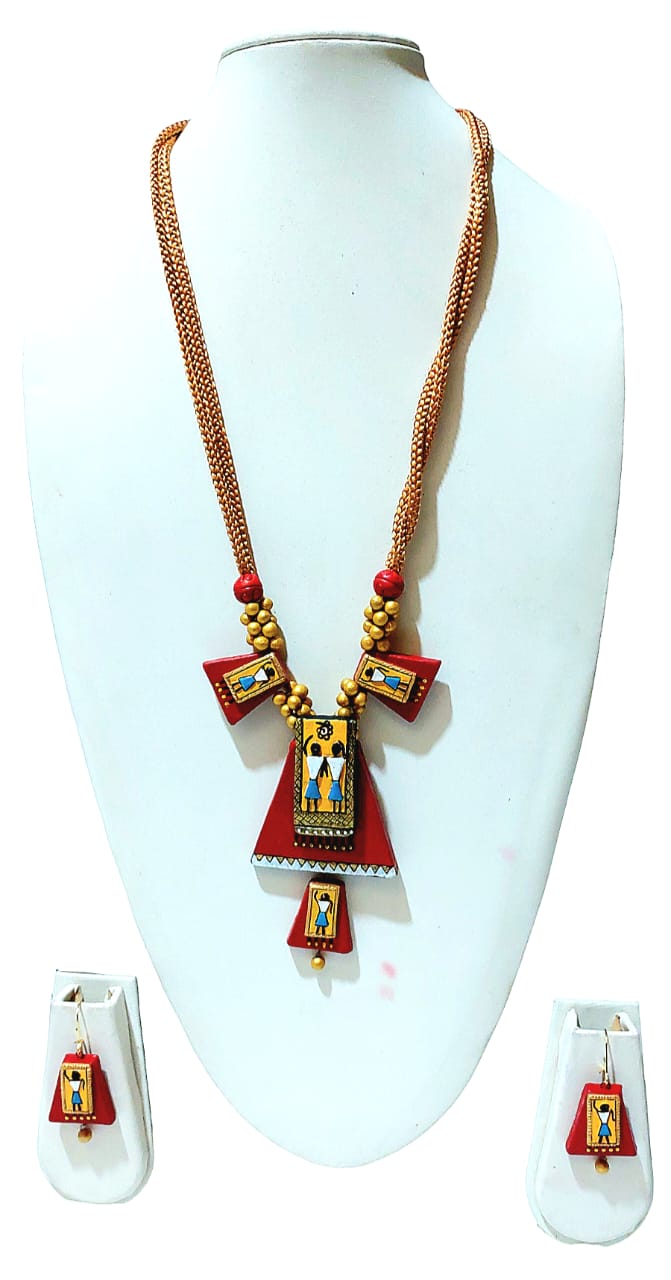 Terracotta Tribal Design Necklace Sets