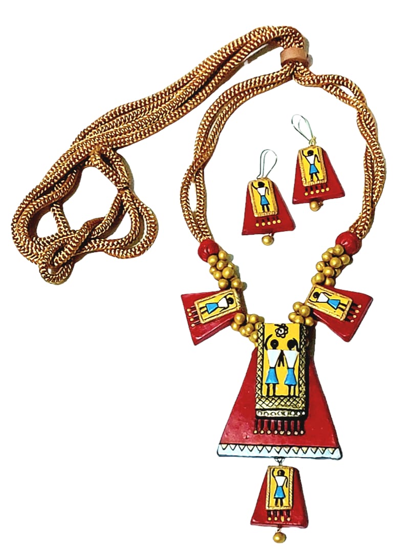Terracotta Tribal Design Necklace Sets