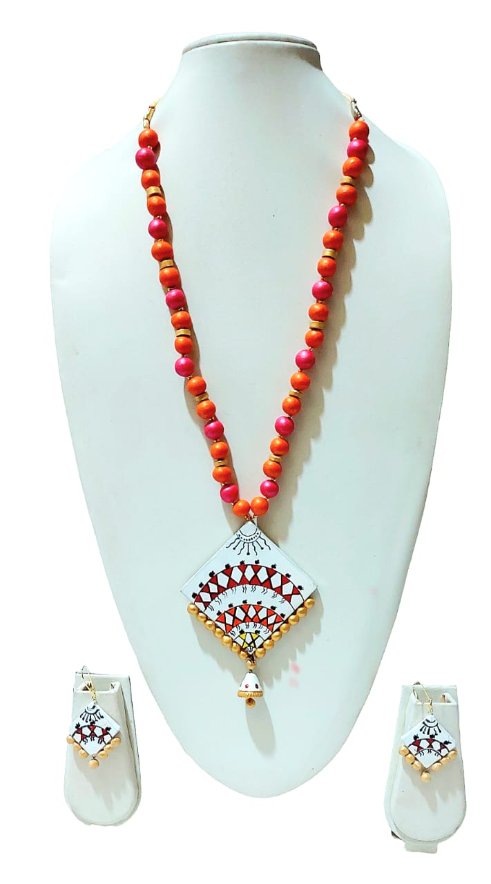 Terracotta Tribal Design Necklace Sets