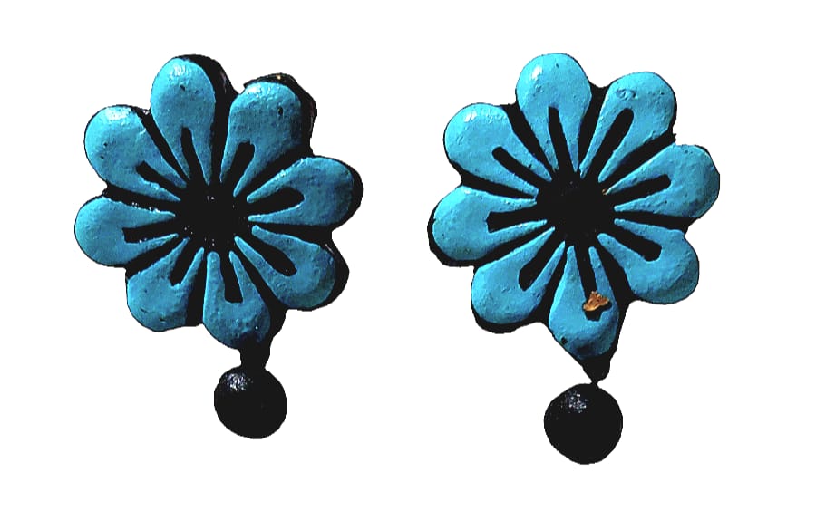 Floral Design Terracotta Stud Earrings