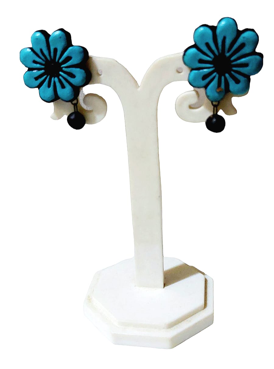 Floral Design Terracotta Stud Earrings
