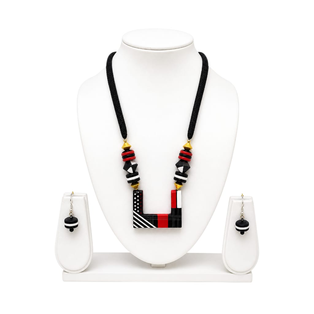 Lightweight Purely Handmade Terracotta Rope Necklace With Earrings