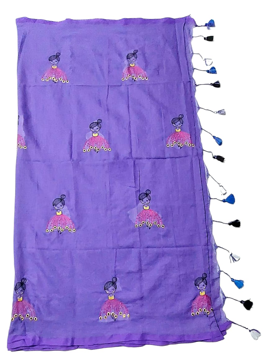Soft Lightweight Pure Cotton Embroidered Sarees