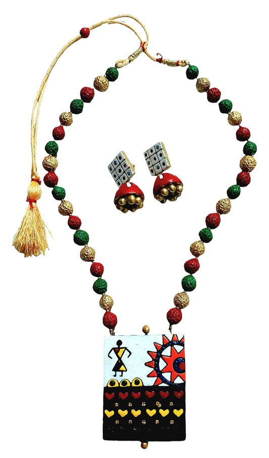 Terracotta Tribal Design Necklace Sets