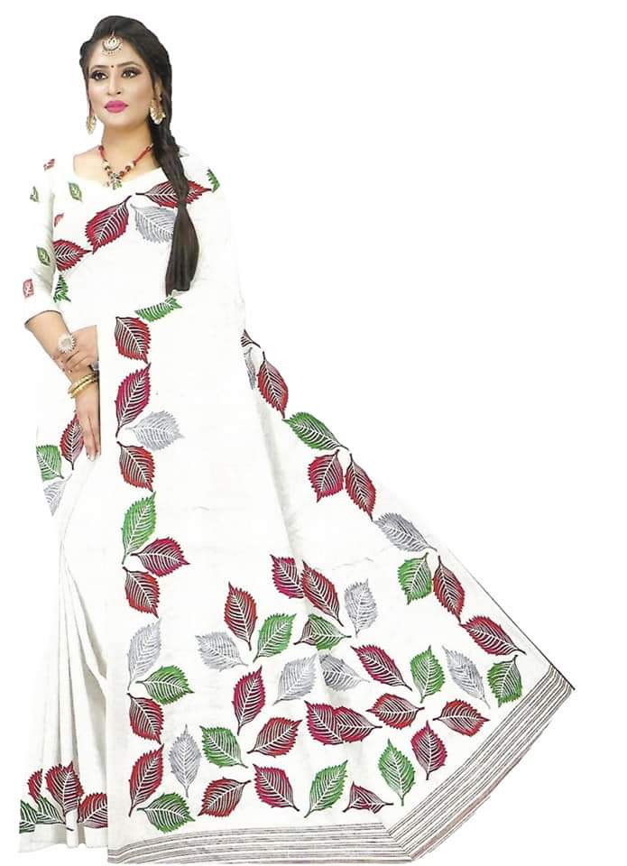 Fashweave Premium TUSSAR SILK floral Printed Saree with Running Blouse Piece  For Women & Girls