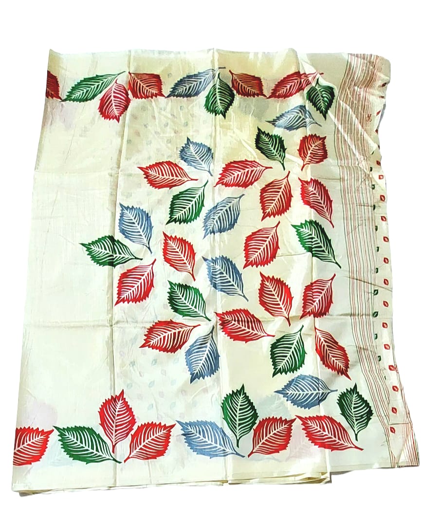 Fashweave Premium TUSSAR SILK floral Printed Saree with Running Blouse Piece  For Women & Girls