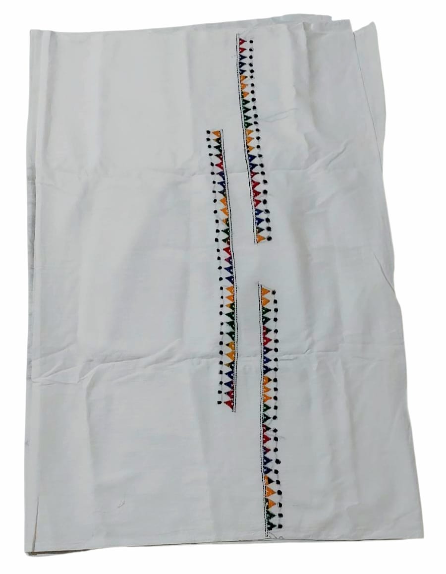 Purely Hand Embroidered Kantha Work Premium Pure Cotton Suit (3) Piece (Unstitched)