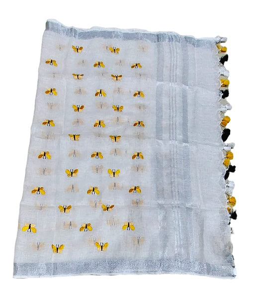 Pure Linen Hand Embroidered Dupattas