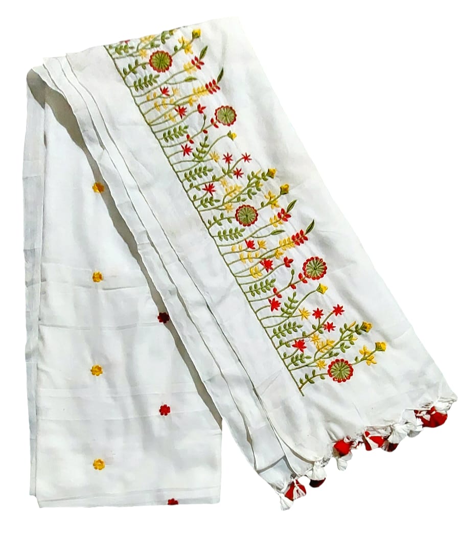 Fash Weave Khadi Embroidered Saree for Women and Girls | A Timeless Fusion of Traditional Craftsmanship and Contemporary Elegance, Perfect for Every Special Occasion