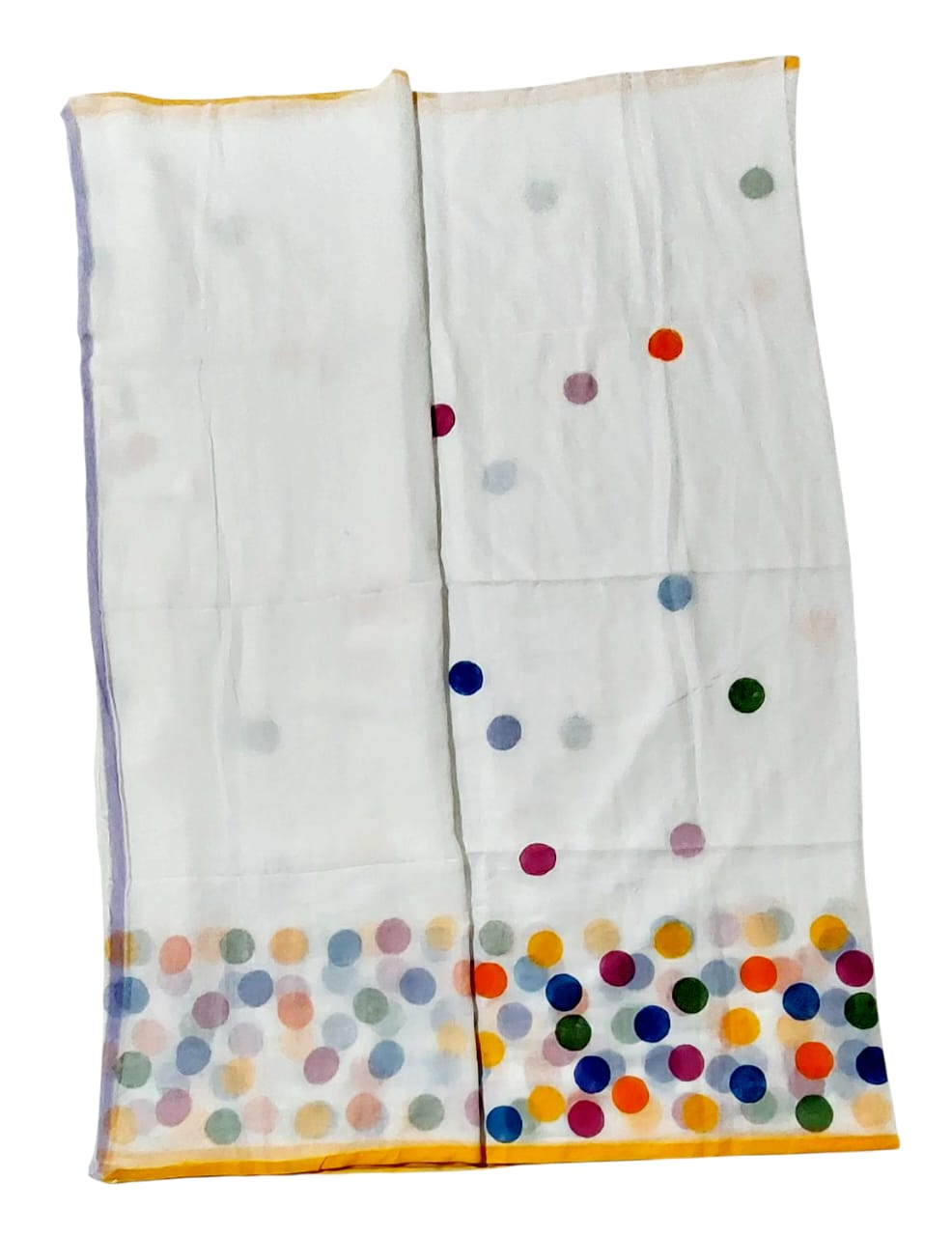 Handloom Pure Cotton Saree with Blouse Piece & Stylish Multicolour Polka Dots | Comfortable & Lightweight