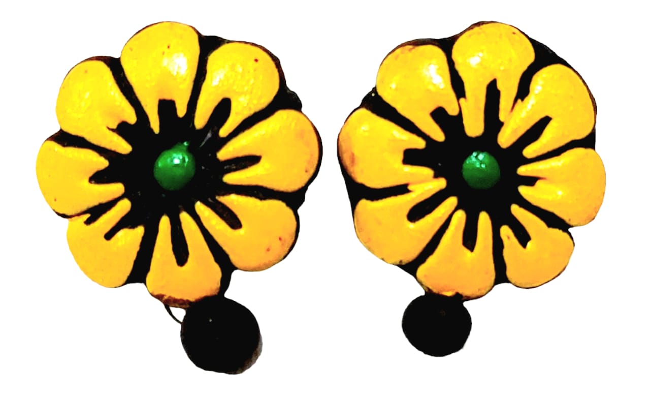 Floral Design Terracotta Stud Earrings