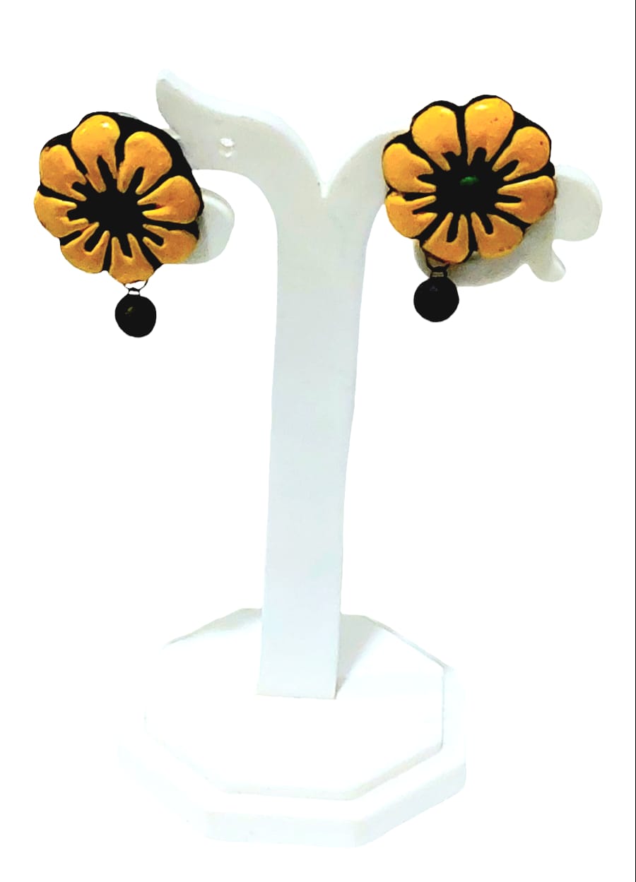 Floral Design Terracotta Stud Earrings