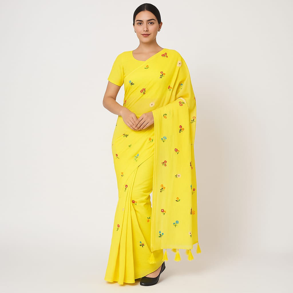 Soft Lightweight Floral Embroidered Sarees