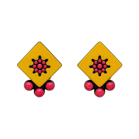 Lightweight Diamond Shaped Terracotta Stud Earrings