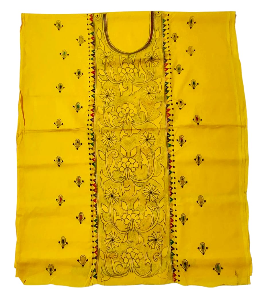 Purely Hand Embroidered Kantha Work Premium Pure Cotton Suit (3) Piece (Unstitched)