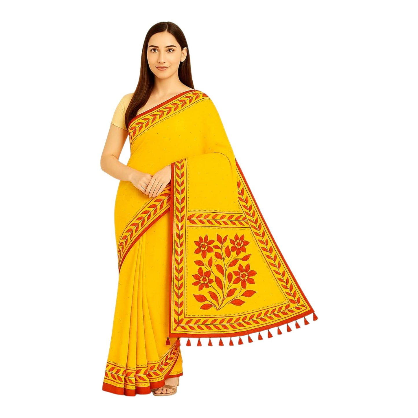 Fashweave Matka SILK floral Printed Saree with Running Blouse Piece For Women & Girls