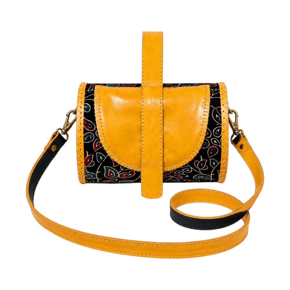 Handcrafted Leather Dholak Style Round Sling Bag