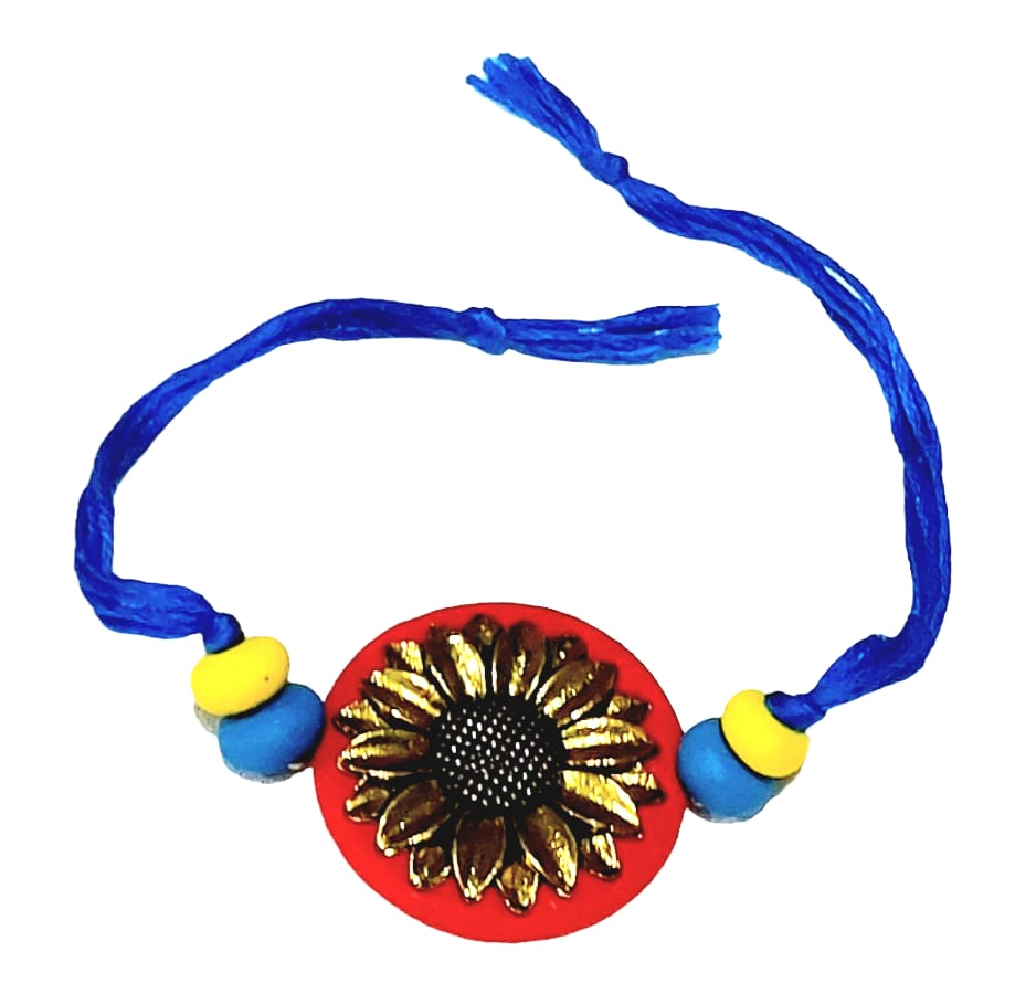 Purely Handmade & Handpainted Clay Rakhi – Unique Artistic Bracelet Rakhi with Traditional Designs