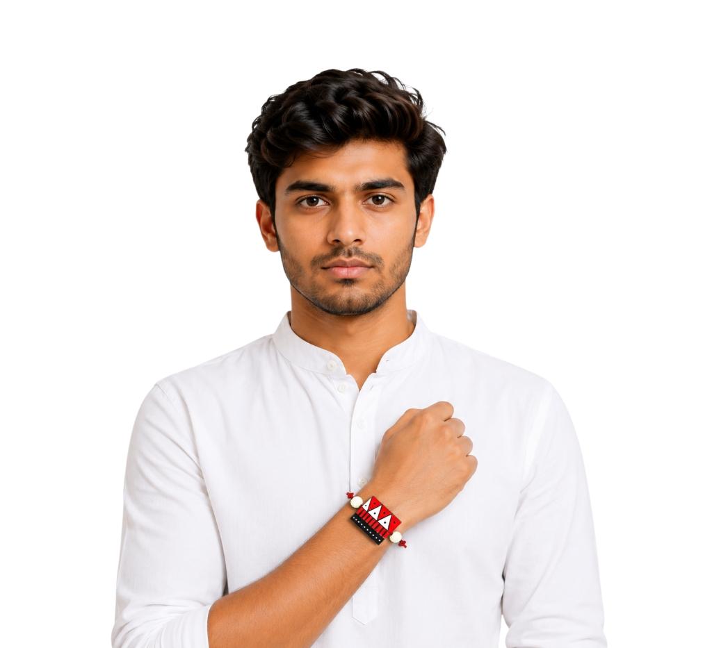 Purely Handmade & Handpainted Terracotta Rakhis for Brother
