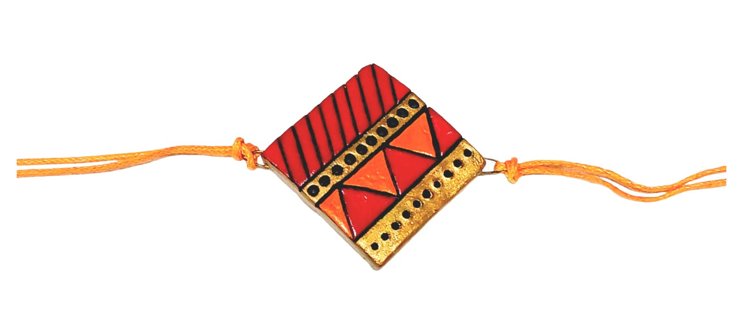 Purely Handmade & Handpainted Terracotta Rakhis for Brother