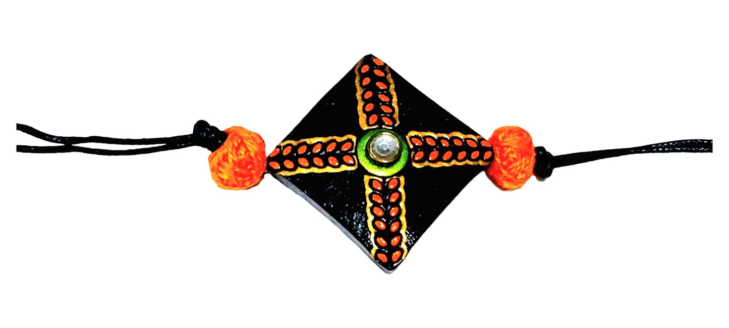 Purely Handmade & Handpainted Terracotta Rakhis for Brother