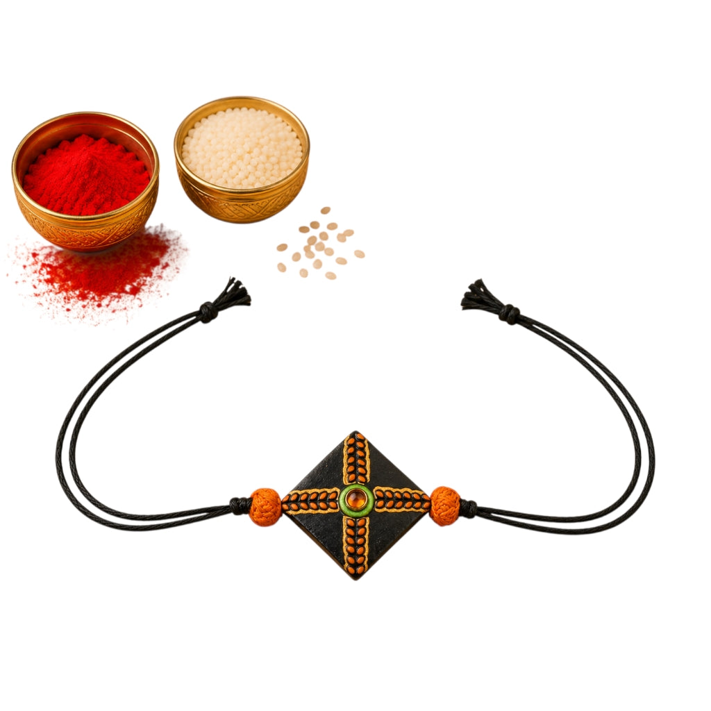 Purely Handmade & Handpainted Terracotta Rakhis for Brother