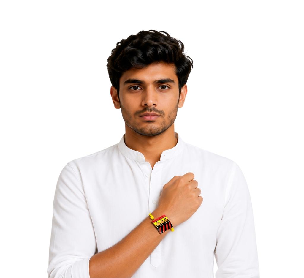 Purely Handmade & Handpainted Terracotta Rakhis for Brother