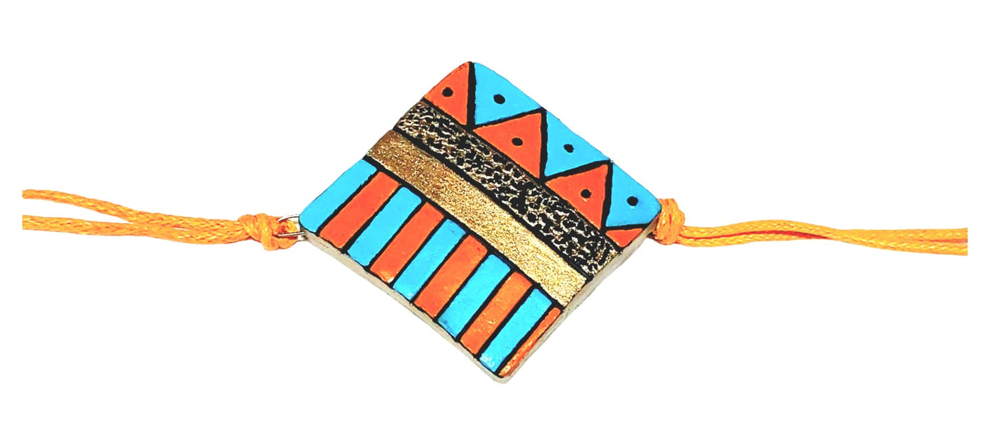 Purely Handmade & Handpainted Terracotta Rakhis for Brother