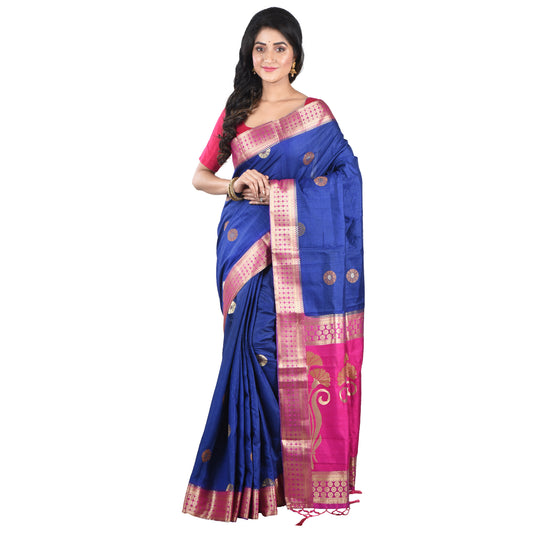 Purely Handwoven Cotton By Silk Handloom Saree