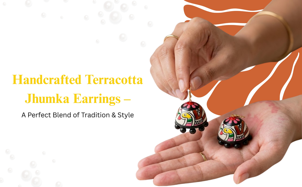 Terracotta Multicolour Designer Jhumka Earrings