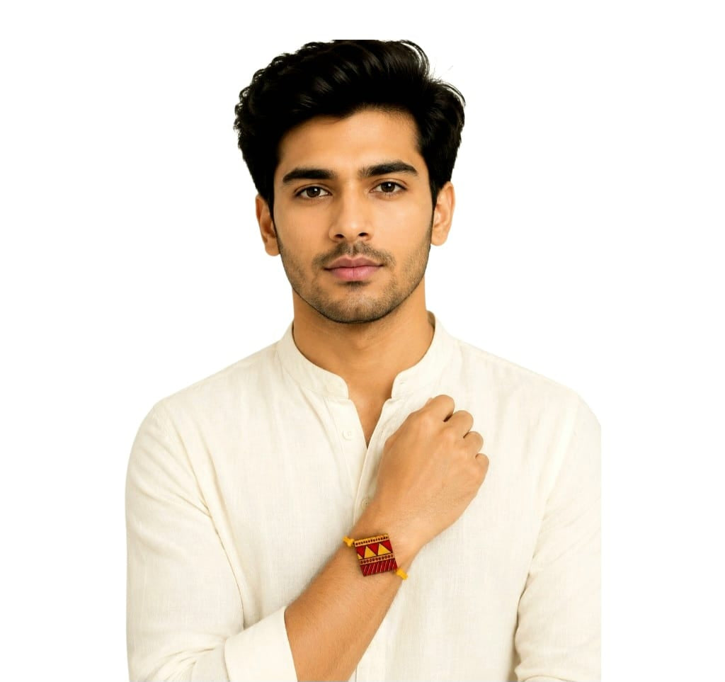 Purely Handmade & Handpainted Terracotta Rakhis for Brother