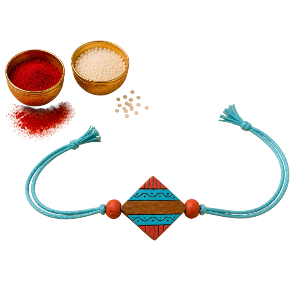 Purely Handmade & Handpainted Terracotta Rakhis for Brother