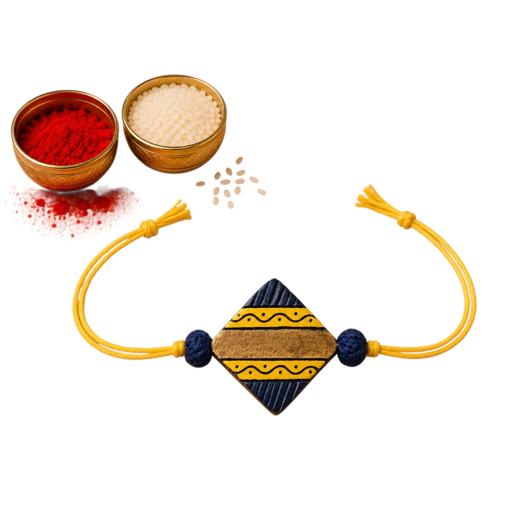 Purely Handmade & Handpainted Terracotta Rakhis for Brother