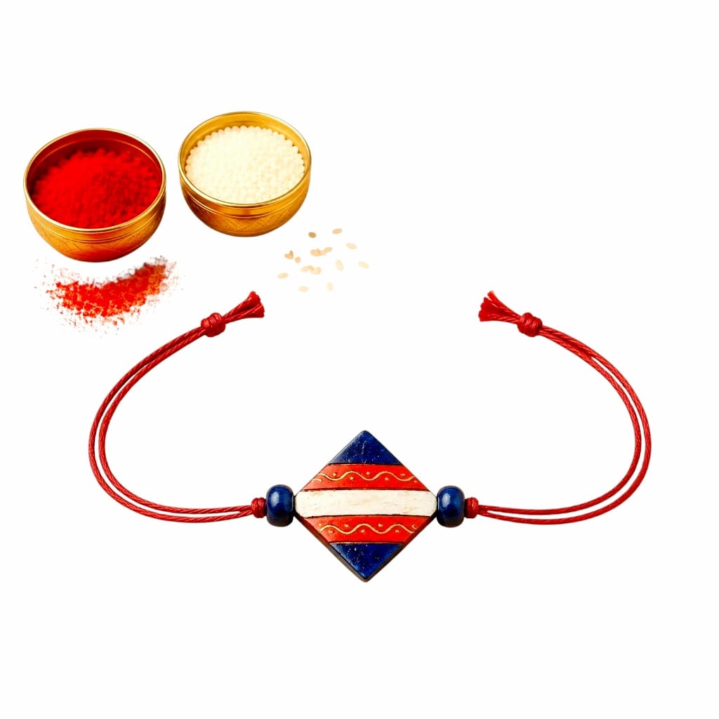 Purely Handmade & Handpainted Terracotta Rakhis for Brother