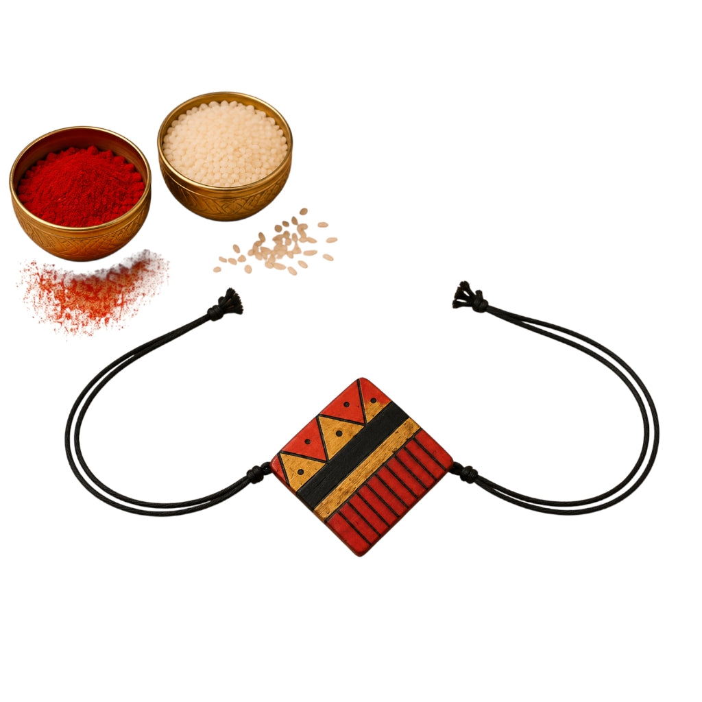 Purely Handmade & Handpainted Terracotta Rakhis for Brother