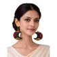 Terracotta Half-Moon Shaped Dangle Earrings(Floral Design)