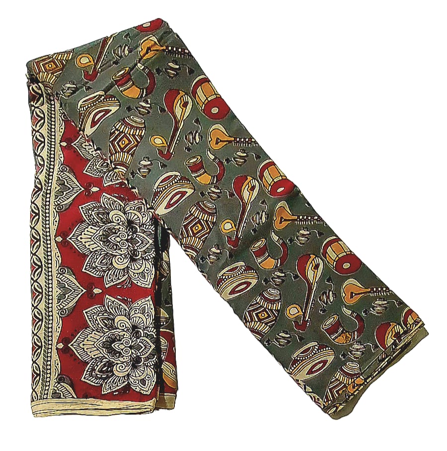 Women's Pure Cotton Hand Block Printed Kalamkari Sarees