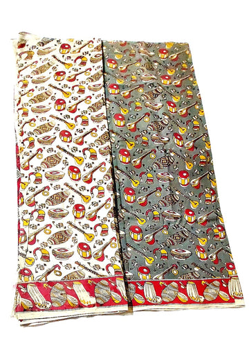 Women's Pure Cotton Hand Block Printed Kalamkari Sarees