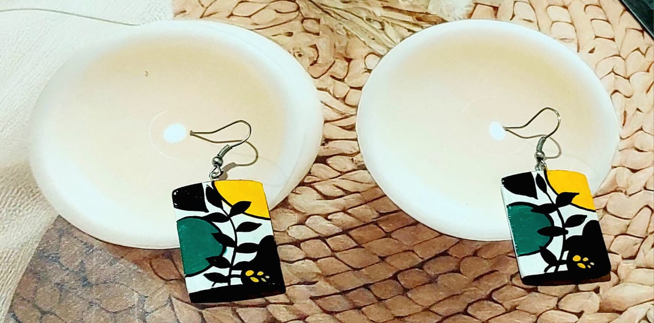 Purely Handmade & Handpainted Bamboo Earrings