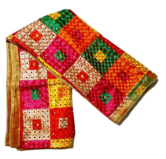 Phulkari Embroidered Chinon Dupatta