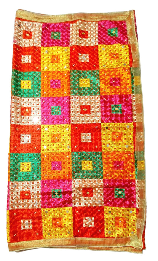 Phulkari Embroidered Chinon Dupatta