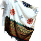 Pure Cotton Ajrakh Hand Block Printed Floral Design Patchwork Dupatta (With Tassels)