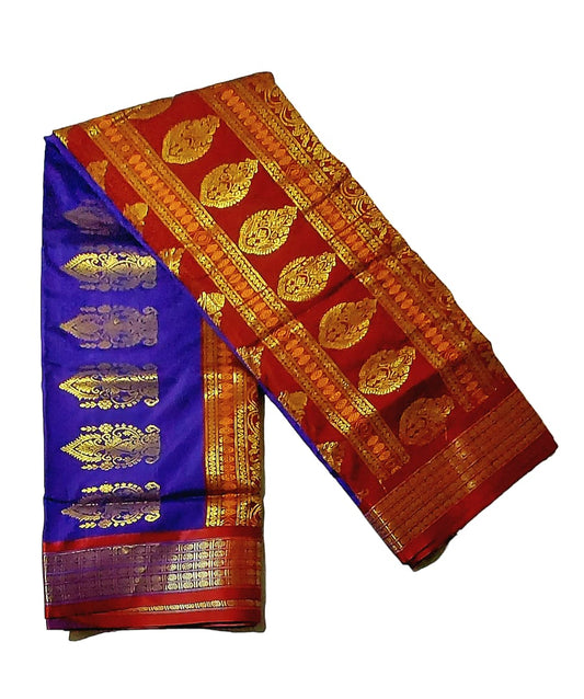 Women's Bomkai Silk Saree with Meenakari Thread & Golden Zari Work