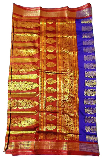 Women's Bomkai Silk Saree with Meenakari Thread & Golden Zari Work