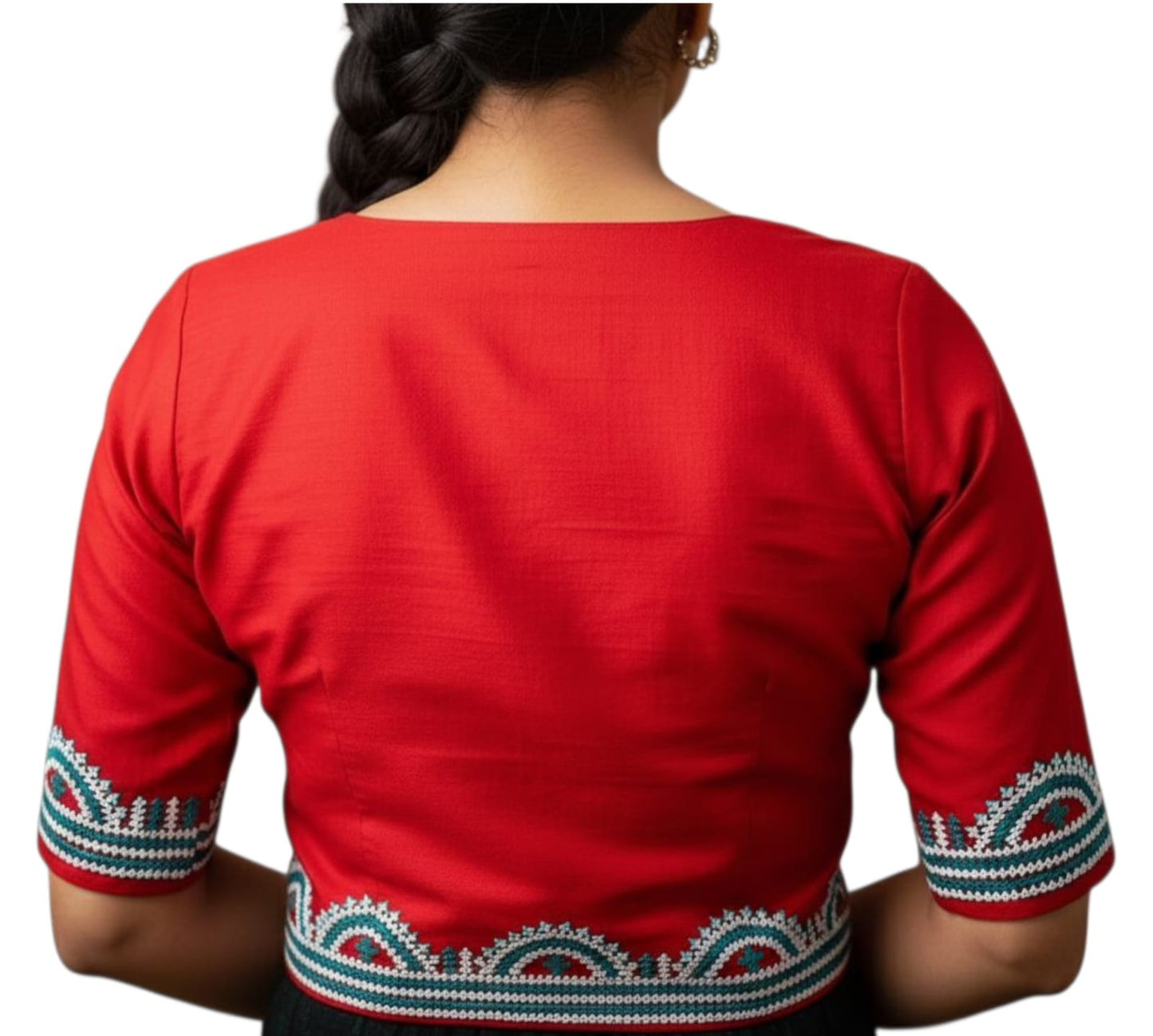 Hand Embroidered Gujarati Stitch Blouse Piece for Women & Girls