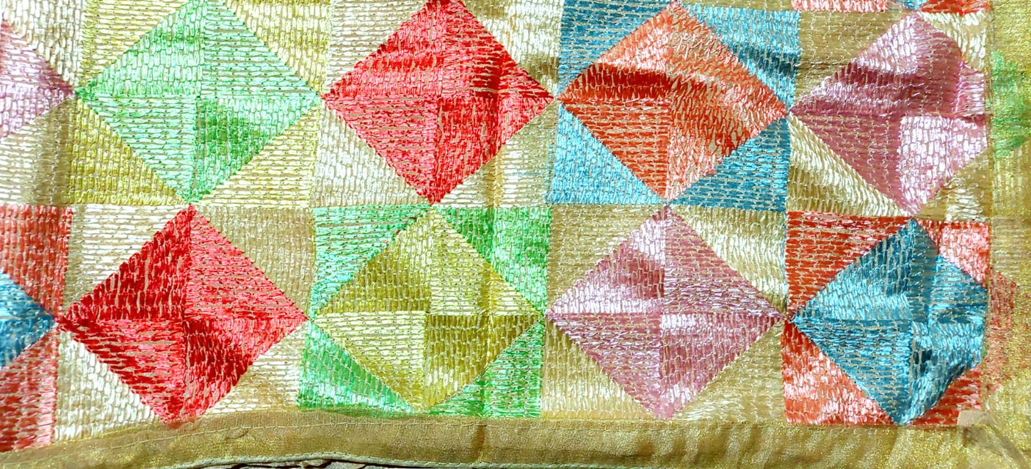 Phulkari Embroidered Chinon Dupatta